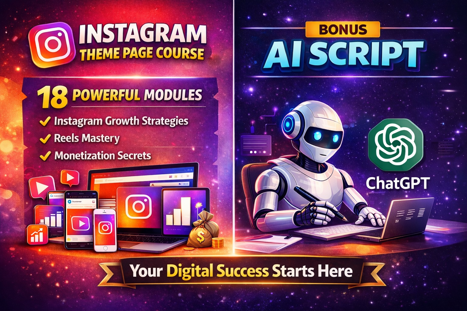 INSTAGRAM THEME PAGE + AI SCRIPT WRITING COURSE